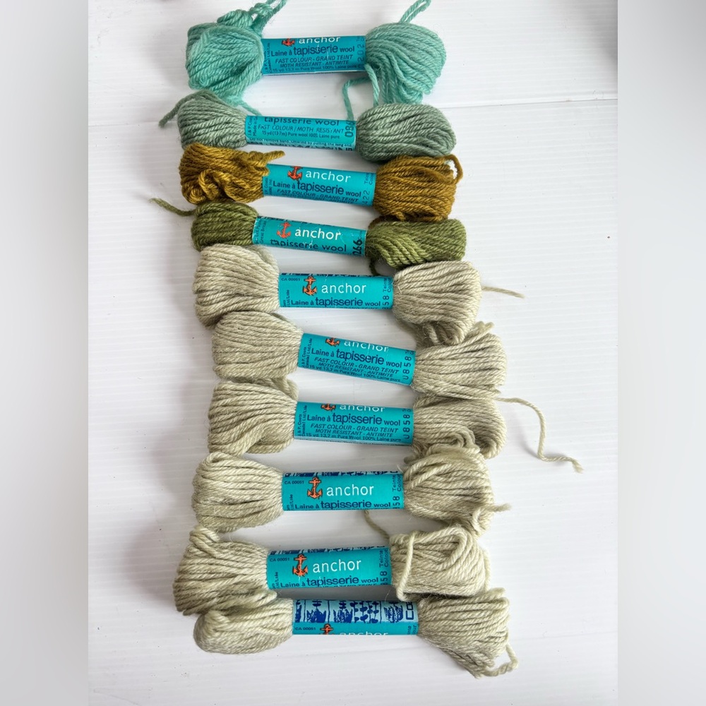 Anchor Tapestry Wool Yarn Bundle Vintage Greens Neutrals